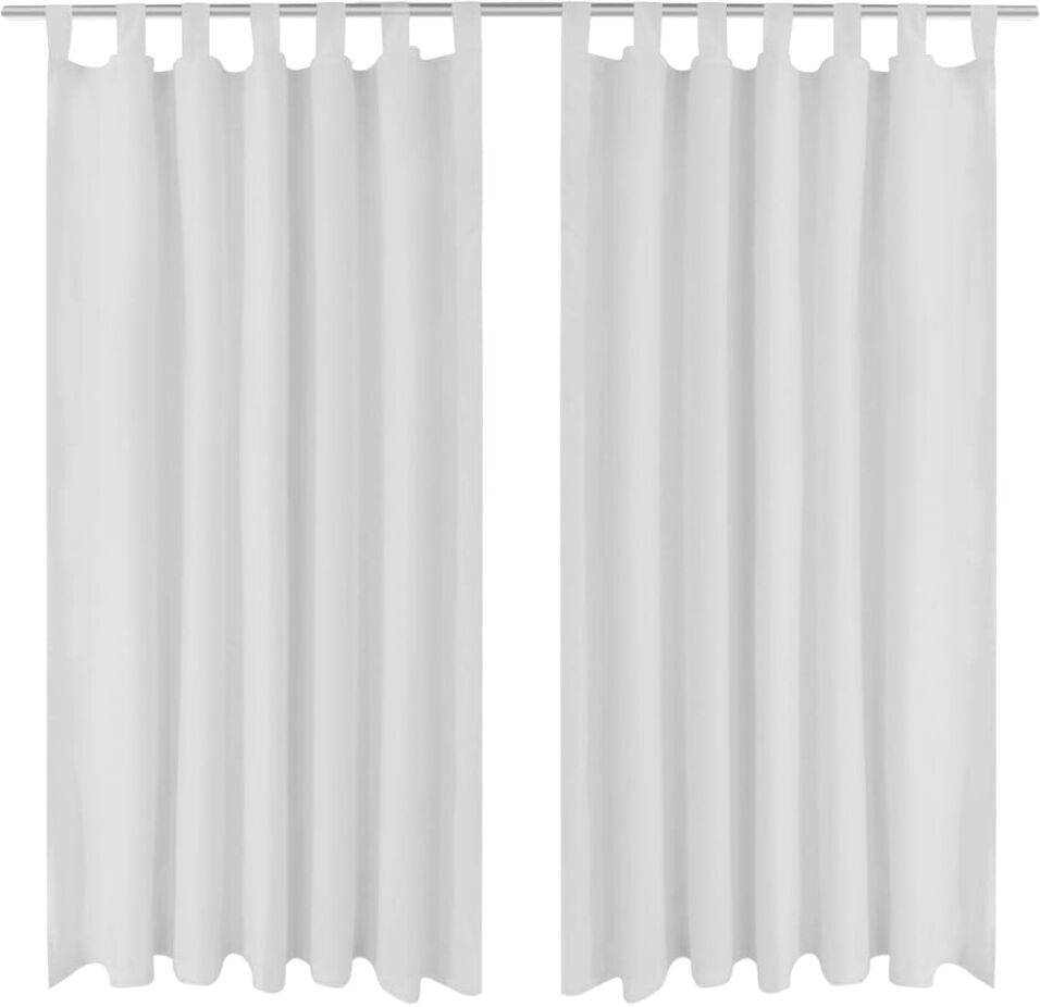 vidaXL 2-pack gardiner med öglor i vit microsatin 140 x 225 cm